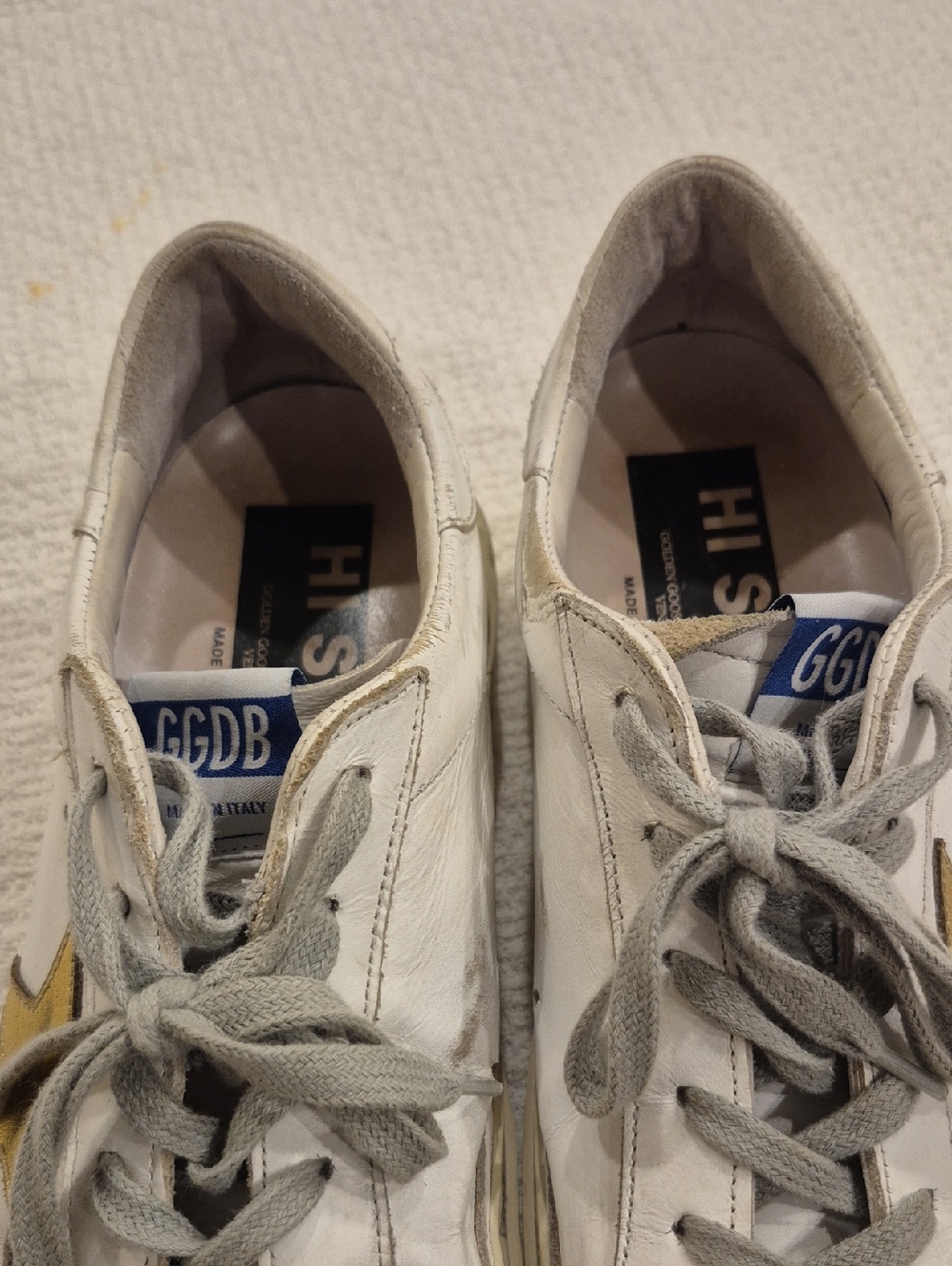 GOLDEN GOOSE White & Gold Hi-Star Sneakers Size 8.5 (39) AS IS - Picture 11 of 16